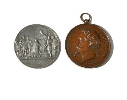 null MEDAILLE DE COMICE AGRICOLE DE MELUN ET DE FONTAINEBLEAU. En cuivre patiné,...