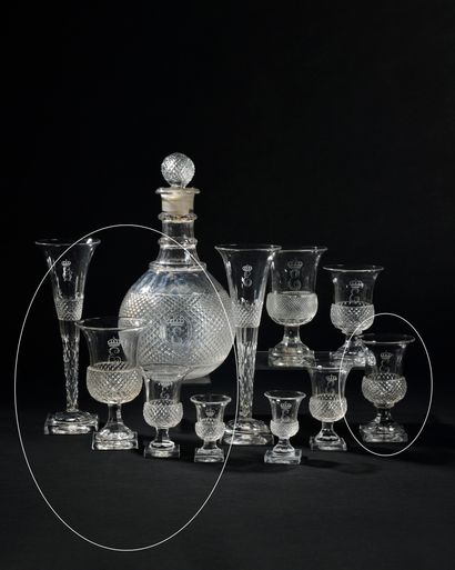 null PRINCE EUGENE DE BEAUHARNAIS A champagne flute and four glasses with foot, with...