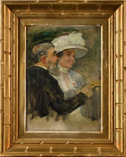 null JULES ALEXANDRE GRÜN (1868-1938) Un couple au Salon (Étude pour Un vendredi...