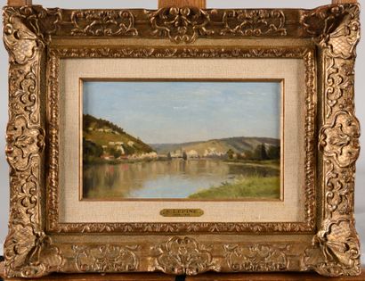 null STANISLAS LÉPINE (1835-1892) La Seine en amont de Rouen, 1870-1874 Huile sur...