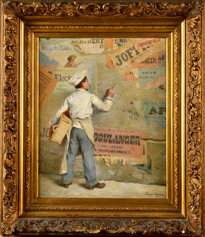 null PAUL-CHARLES CHOCARNE-MOREAU (1855-1931) Le petit boulanger tagueur Oil on canvas...
