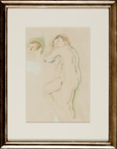 JULES PASCIN (1885-1930) Nu au miroir Aquarelle...