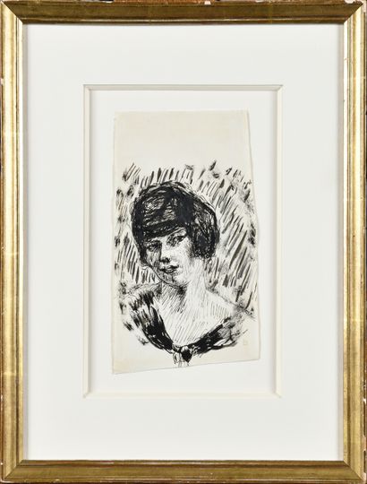 null PIERRE BONNARD (1867-1947) Portrait de femme Dessin à l'encre de Chine Signé...