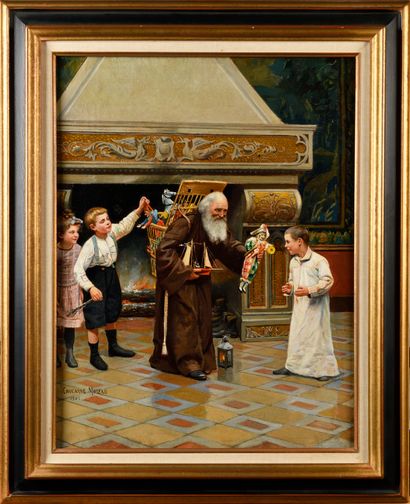 null PAUL-CHARLES CHOCARNE-MOREAU (1855-1931) Saint Nicolas et la hotte de jouets...