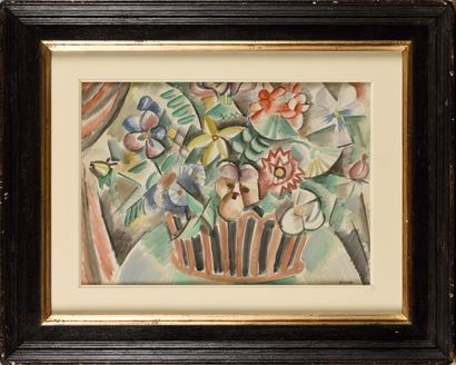 null ANDRE LHOTE (1885-1962) Corbeille de fleurs, vers 1911 Aquarelle Signé en bas...