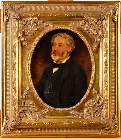 null FRANCOIS-MARIN KAVEL (1861-1931) Portrait d'homme en buste Oil on panel Signed...