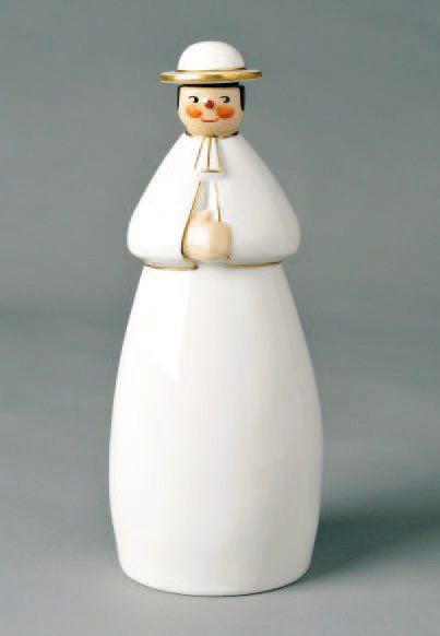 ROBJ Flacon à liqueur "Curé" en porcelaine polychrome. Signé. Hauteur : 27 cm