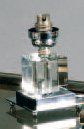 TRAVAIL FRANÇAIS - Circa 1930 Petite lampe à poser en métal et verre chromé à fût...