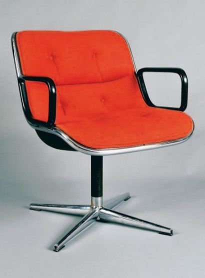 CHARLES POLLOCK Edition KNOLL International (Circa 1965) Fauteuil pivotant à assise...