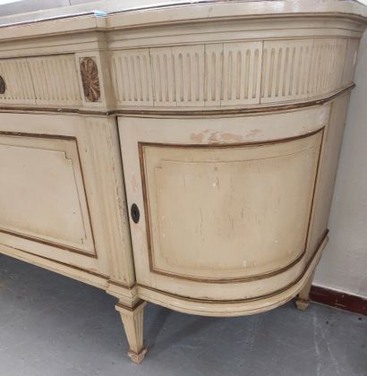null BUFFET in molded white lacquered wood opening by two drawers in the belt and...