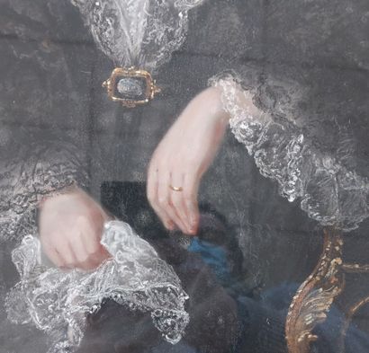 null MONTENOT Pauline (19th century) 

Lady with lace fichu

Pastel signed in the...
