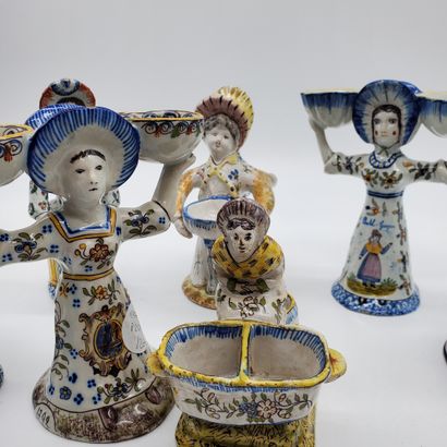 null Set of SALONS and 3 MOUTARDIERS in earthenware in the taste of Nevers featuring...