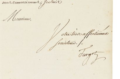 TURGOT (ANNE ROBERT JACQUES). 
Lettre signée,...