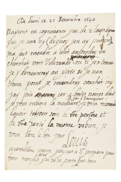 LOUIS XIII. 
Autograph letter signed [AU...