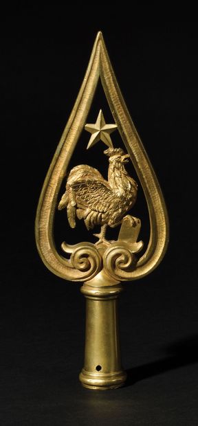  FLAG SPIKE OF THE NATIONAL GUARD. 
In chased bronze, openwork and gilded, with the...