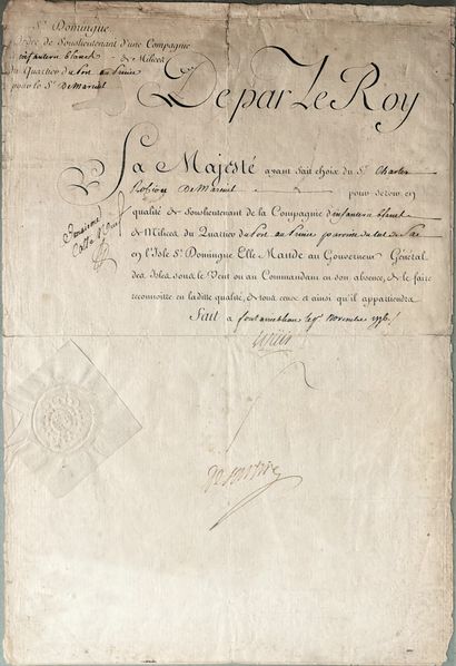 LOUIS XVI. 
Pièce signée (secrétaire), contresignée...