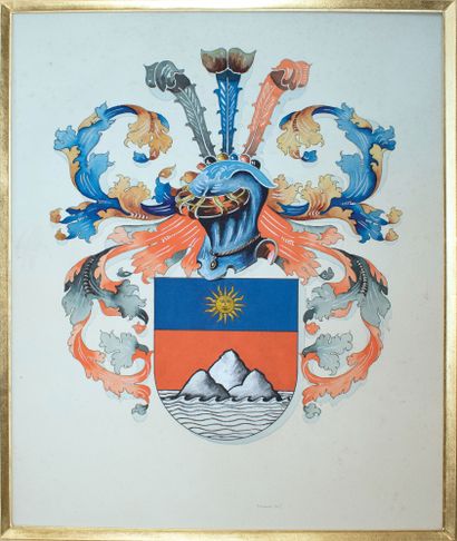 null BISCHOFF. SCHOOL OF THE XXE CENTURY. 

"Coat of arms of the family of Custine...