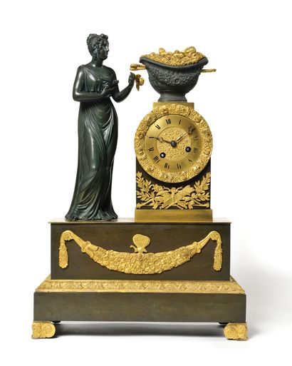 null « ALLEGORIE DE LA NAISSANCE DU DUC DE BORDEAUX ».

Pendule. 

Bronze et tôle,...