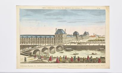  "THE CHATEAU DES TUILERIES FROM THE SIDE OF THE ROYAL BRIDGE". 
Large watercolor...