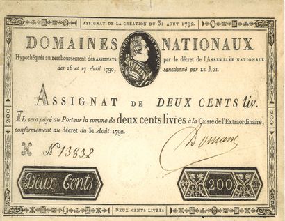 ASSIGNAT OF TWO HUNDRED POUNDS (AUGUST 1792)....