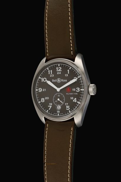 null BELL & ROSS Military Type 123. #123MS326/999. Circa 2013. Brushed steel military-style...