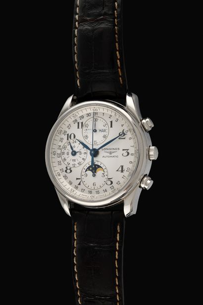 null LONGINES Automatic. Ref: L678.2. Circa 2009. Steel chronograph, signed white...