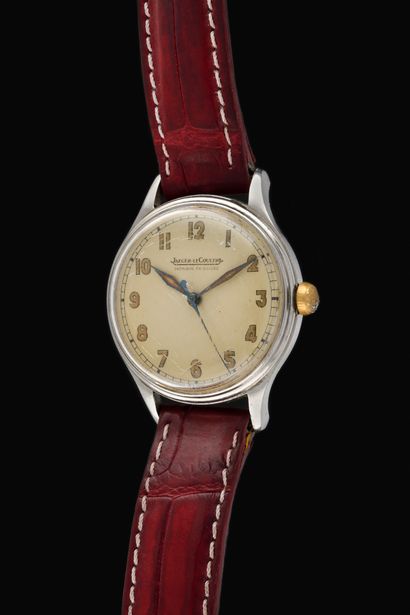 null JAEGER LECOULTRE Military type. Ref: 516661. Circa 1940. Steel wristwatch, signed...