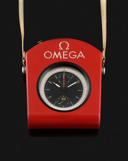 null OMEGA Olympic. N°302. Circa 1972. Chronograph with red protective case for steel...