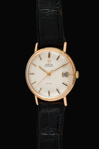 null OMEGA Automatic De Ville. Ref: 1623009. Circa 1970. Pink gold 750/1000 wristwatch,...