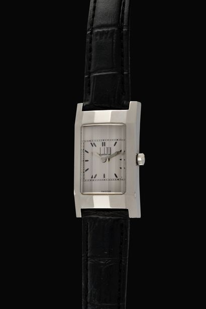 null DUNHILL Tank Faceted. Circa 2000. Stainless steel wristwatch, tank-type case,...