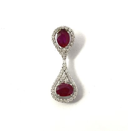 PENDANT holding two oval rubies (1.15 and...