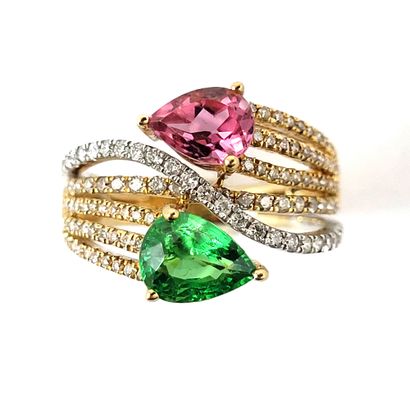TOI & MOI RING set with a rubellite and a...