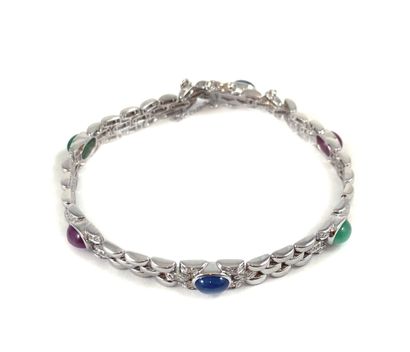 BRACELET composed of three lines of oval...