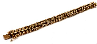 null BRACELET holding a palm tree mesh. Mounting in 18K yellow gold. Security clasp....