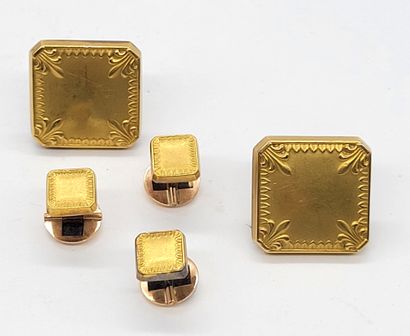 null Adornment composed of: - a pair of square cufflinks decorated with fleur-de-lis...