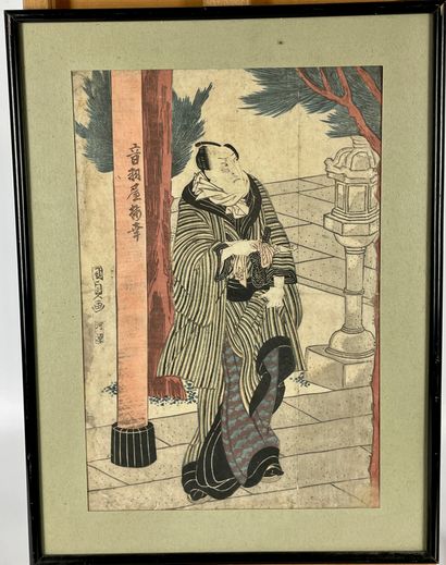 null JAPON Paire d'estampes de TOYOKUNI (1786-1864) 34 x 24 cm à vue. On joint une...