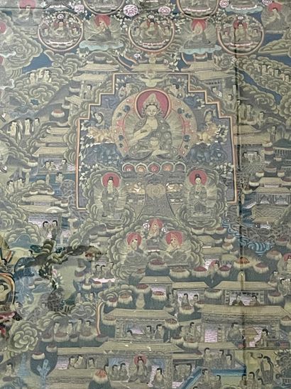 null SOUTH-EAST ASIA Two tangkas on silk 87 x 63 cm (at sight)