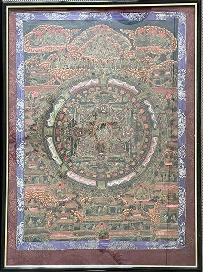 null SOUTH-EAST ASIA Two tangkas on silk 87 x 63 cm (at sight)