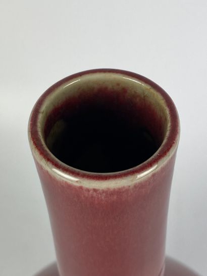 null CHINE Vase en porcelaine à long col étroit à couverte monochrome rouge de cuivre...