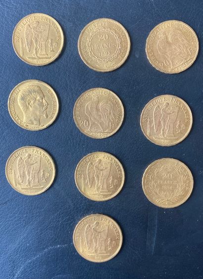 null 10 PIECES 20 Francs gold Weight : 64 g