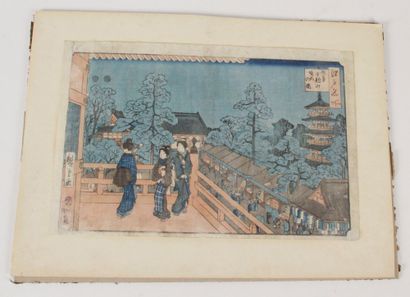 null JAPON, XIXe siècle Six estampes, dont : Hiroshige, deux oban yoko-e d’une série...