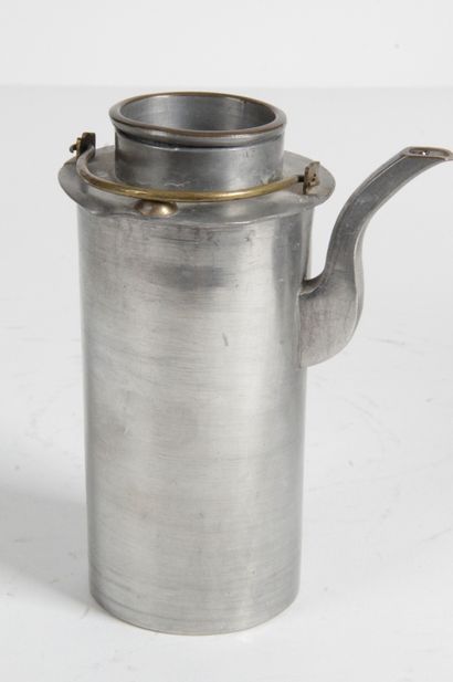 null CHINA, circa 1900 Vessel containing a small pewter teapot with vertical poly-lobed...