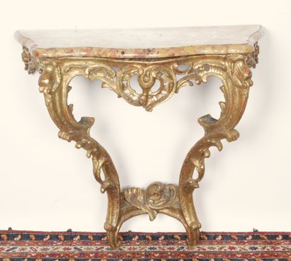 Small Louis XV period wall console, in molded,...