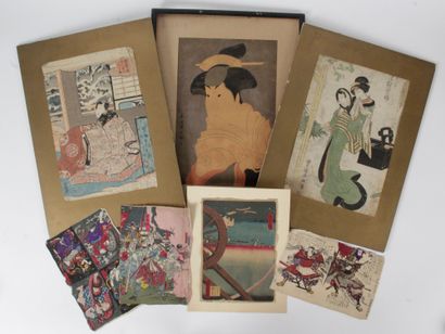 null JAPON, XIXe siècle Lot de vingt estampes dont : Par Hiroshige, oban tate-e d’une...