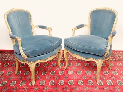 Pair of Louis XV style curved MEDAL BACKED...