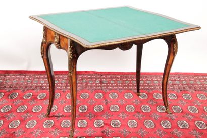 null GAME TABLE WITH PORTFOLIO PLATEAU IN THE LOUIS XV STYLE, in rosewood, amaranth...