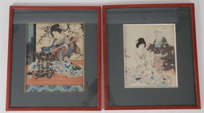  JAPON, XIXe siècle Cinq estampes oban tate dont : Toyokuni III, portrait d’acteur...