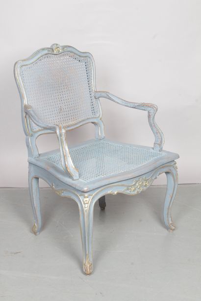REGENCE STYLE CHAIR, with flat back in two-tone...