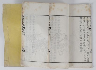 null CHINE, Fin XIXe siècle Deux fascicules d’une série répertoriant des vases archaïques,...