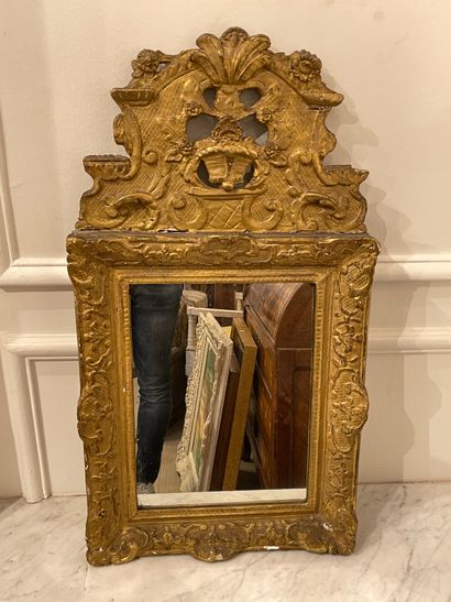 FRONTON MIRROR in gilded wood, molded and...